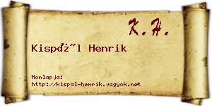 Kispál Henrik névjegykártya